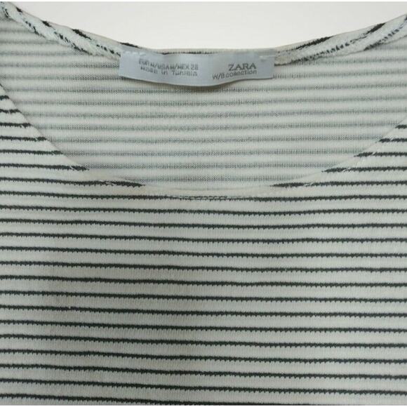 Zara W/B Collection Cap Sleeve Tunic Striped Size Medium - Picture 4 of 7